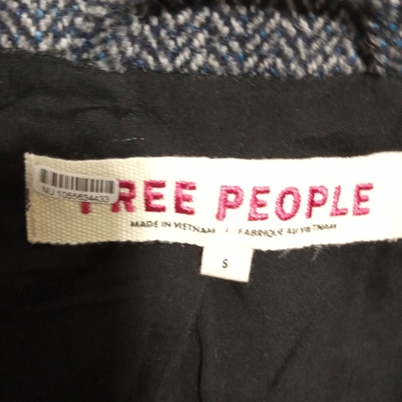 Free People Cropped Wool Blend Double Breasted Heritage Blazer Blue Jacket Small - Picture 2 of 5